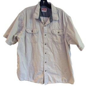 Wrangler Men's Shirt XL Short Sleeve Button Up‎ Tan Western Rodeo Workware